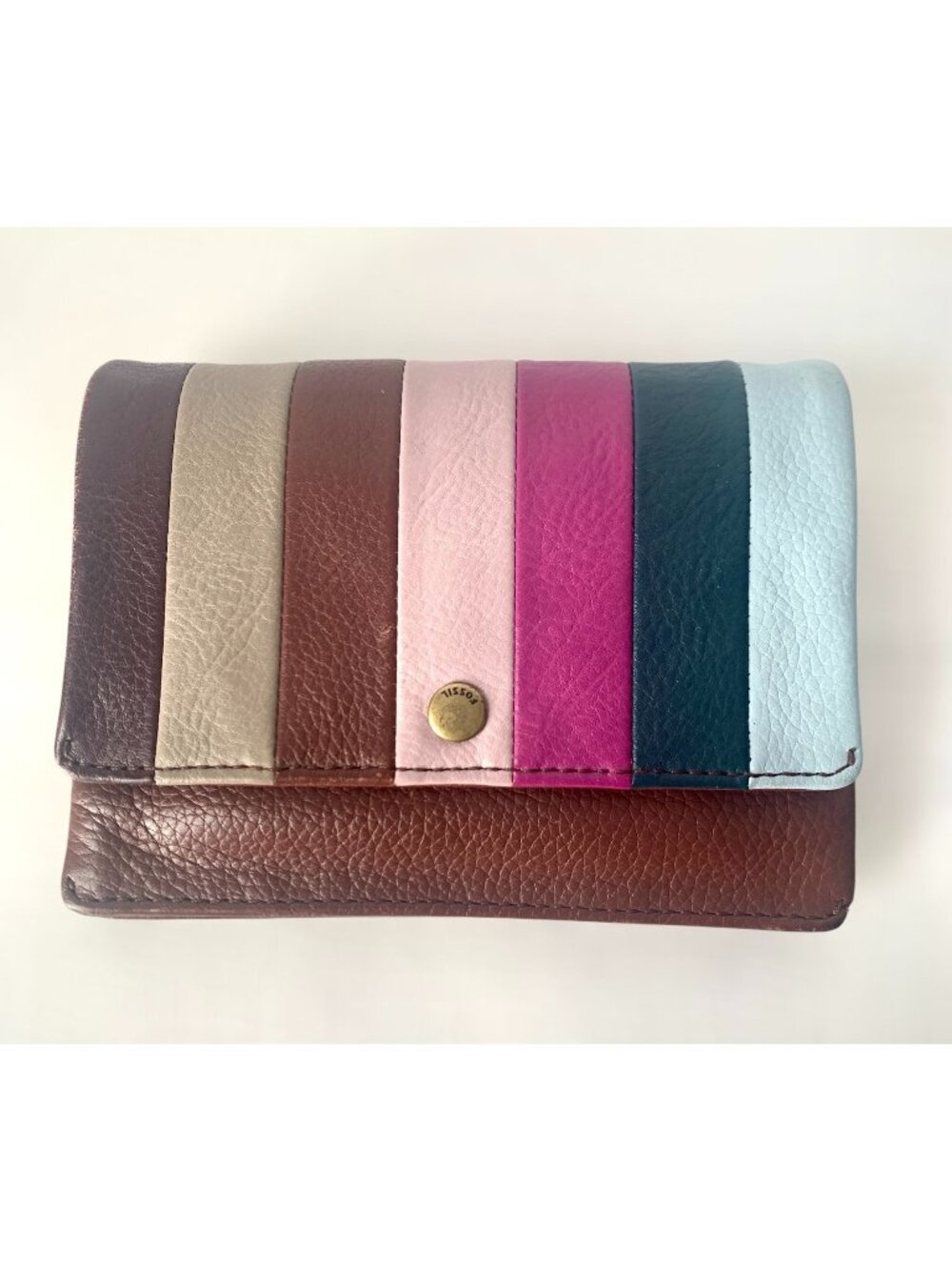 Vintage Leather Fossil Aubrey Multi-Colour Leather Mini Wallet